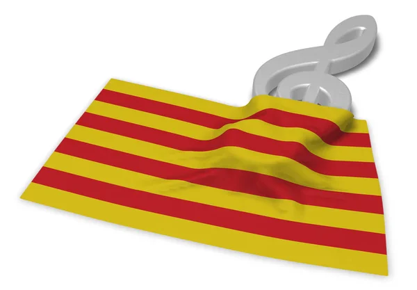 Clef symbool symbool en vlag van Catalonië - 3d rendering — Stockfoto