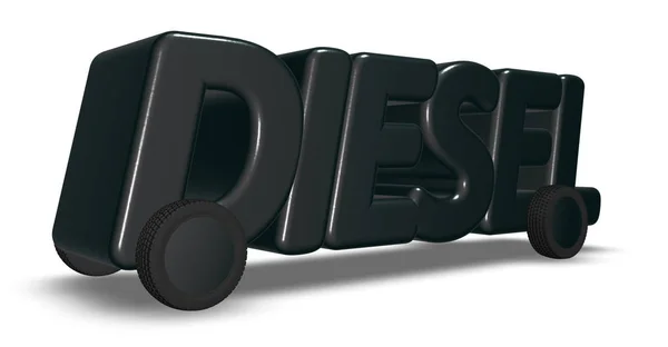 Le mot diesel sur roues - rendu 3d — Photo