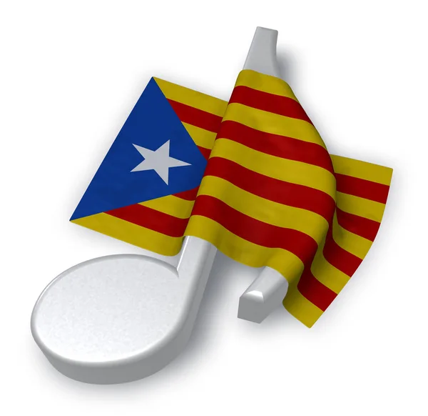 Символ музичної ноти та прапор каталонії - 3d візуалізація — стокове фото
