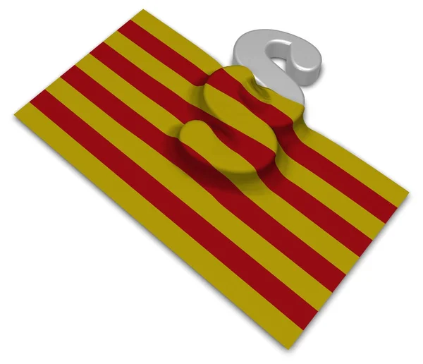 Drapeau de la catalonie et symbole du paragraphe illustration 3d — Photo