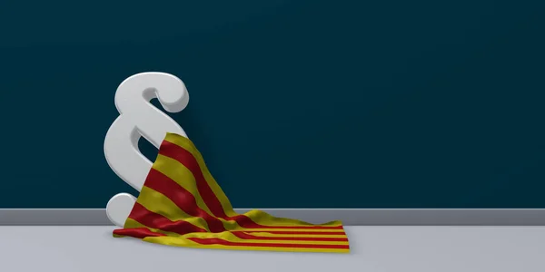 Bandera de catalonia y símbolo de párrafo - ilustración 3d —  Fotos de Stock