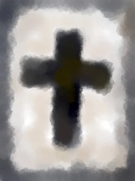 Painted christian cross illustration — Stock Photo, Image