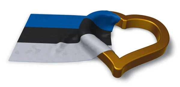 爱沙尼亚和心的标志符号-3d 渲染 — 图库照片