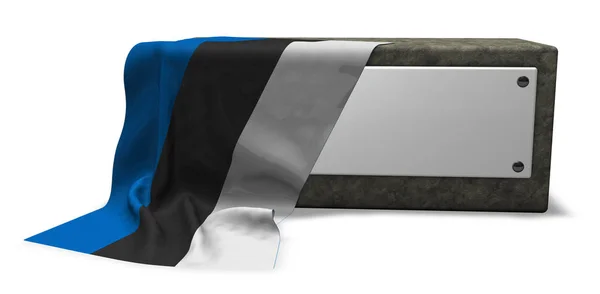 Tomada de pedra com sinal em branco e bandeira da estônia - renderização 3d — Fotografia de Stock