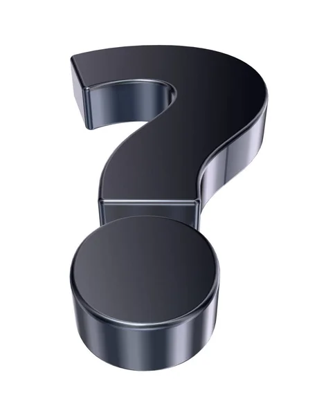 Metal question mark on white background - 3d rendering — Stock Photo, Image