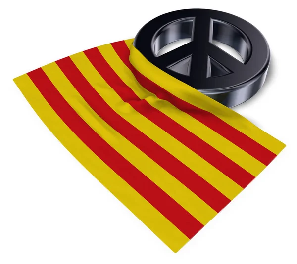 Símbolo de la paz y la bandera de catalonia - 3d rendering —  Fotos de Stock