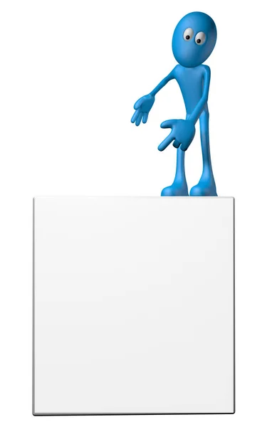 Cartoon guy shows something on a board - 3d illustration — Stock Photo, Image