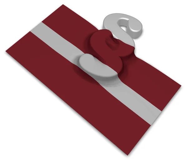 Bekezdésjel és Lettország zászlaja - 3d renderelés — Stock Fotó