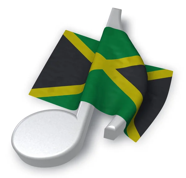 Музыкальная нота и флаг Ямайки - 3D рендеринг — стоковое фото