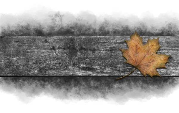 Maple leaf on wood — Stock Photo, Image