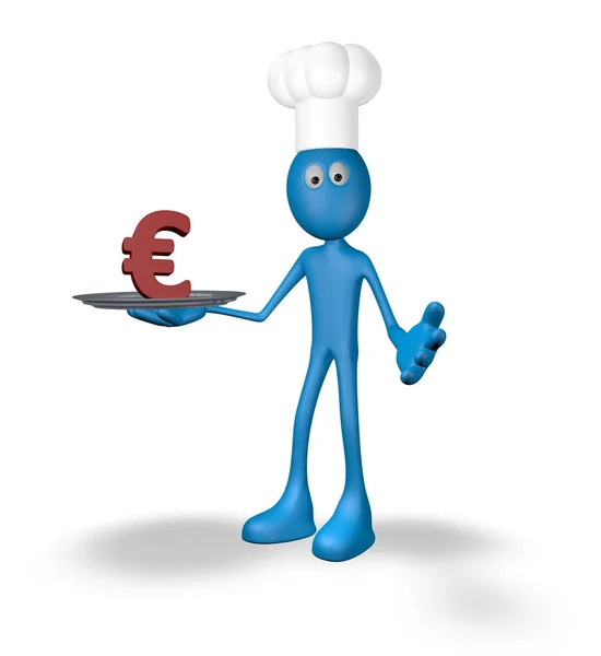 Koken en plaat met eurosymbool - 3d rendering — Stockfoto