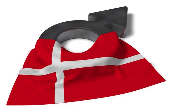 火星标志和丹麦国旗-3d 渲染 — 图库照片