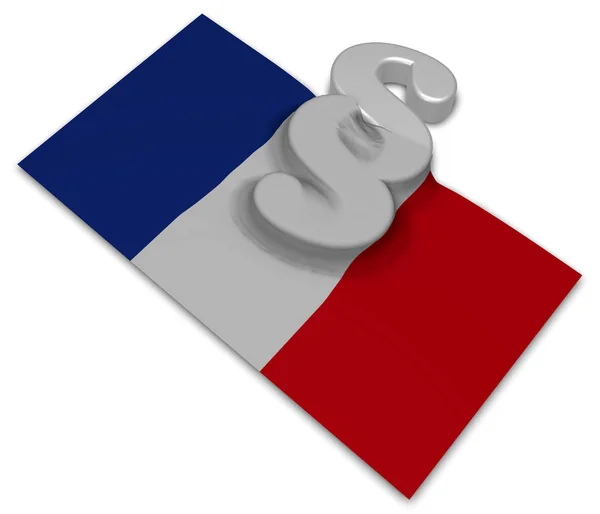 단락 기호와 프랑스의 국기-3d 렌더링 — 스톡 사진