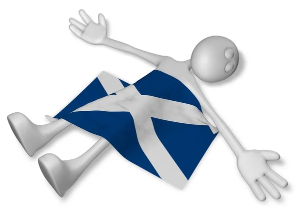 Dead cartoon guy and flag of scotland - 3d illustration — Stock Photo, Image