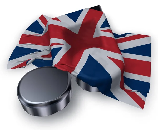 音乐笔记和英国的旗子-3d 渲染 — 图库照片