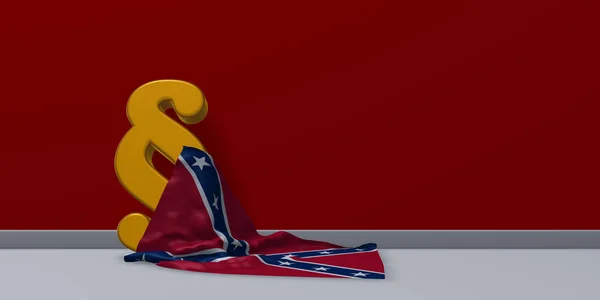 Drapeau des États confédérés d'Amérique et symbole du paragraphe - Illustration 3D — Photo