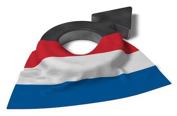 Símbolo de marte y bandera de los Países Bajos - 3d renderizado — Foto de Stock