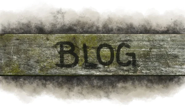 Het woord blog op hout — Stockfoto