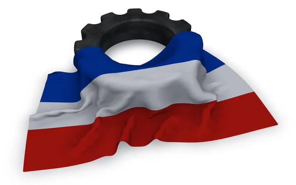 Ozubené kolo a vlajka Šlesvicko Holštýnsko — Stock fotografie