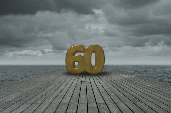 Number sixty at water — Stock Photo, Image