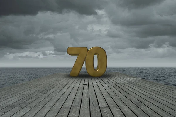 Number seventy at water — Stock Photo, Image