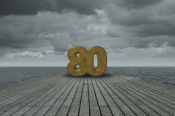 Number eighty at water — Stock Photo, Image