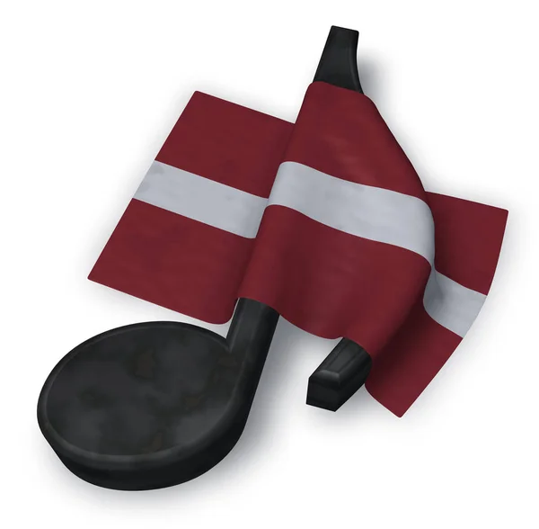 Muziek Opmerking symbool en vlag van Letland — Stockfoto