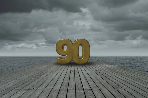 Number ninety at water — Stock Photo, Image