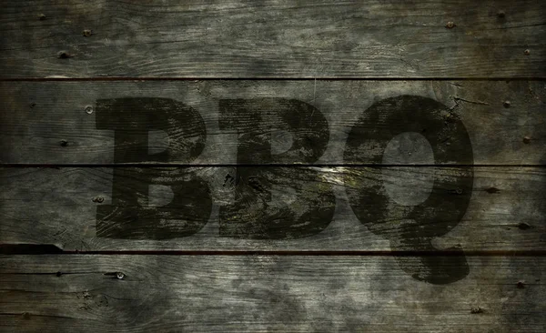Bbc texto sobre madeira — Fotografia de Stock