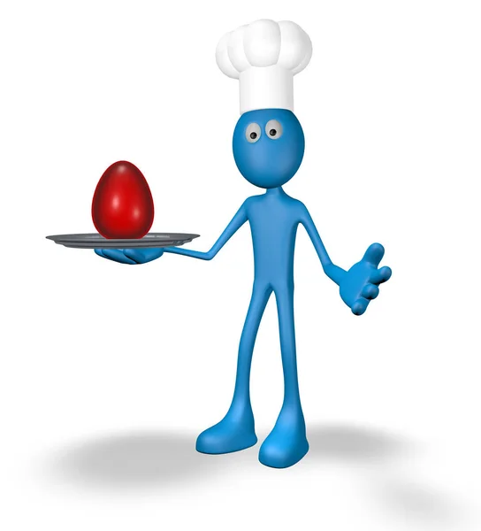 Cozinheiro e prato com ovo — Fotografia de Stock