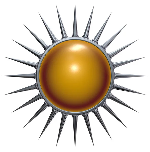 金属太陽のシンボル — ストック写真