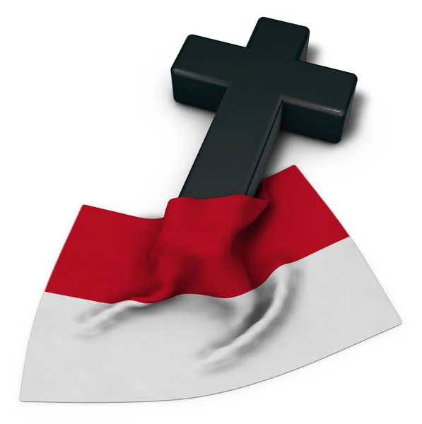Christian cross and flag of monaco — Stock Photo, Image