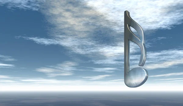 Metal music note under cloudy sky — Stock Photo, Image