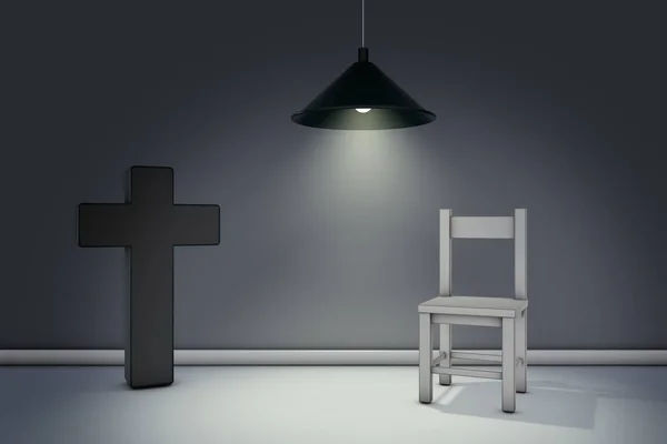 Christian cross and chair — Stock Photo, Image