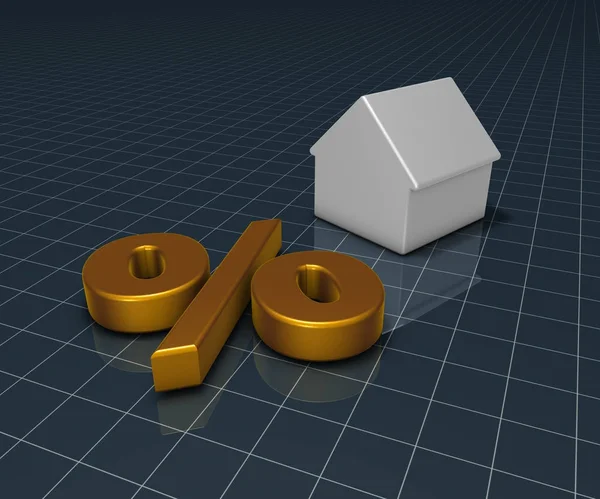 Simbolo di percentuale e di casa — Foto Stock