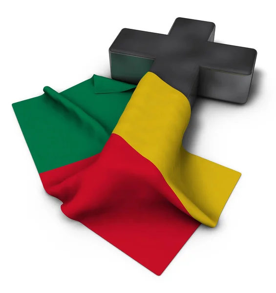 Christliches kreuz und flagge von benin — Foto Stock