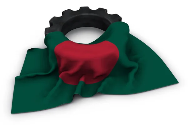 Rueda de engranaje y bandera de bangladesh — Foto de Stock