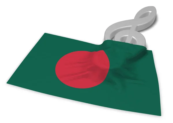 Clef symbool symbool en vlag van bangladesh — Stockfoto