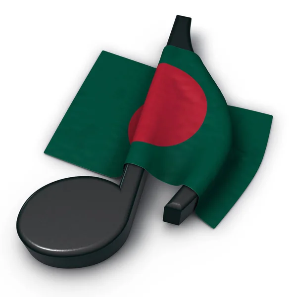 Muziek Opmerking symbool en vlag van bangladesh — Stockfoto