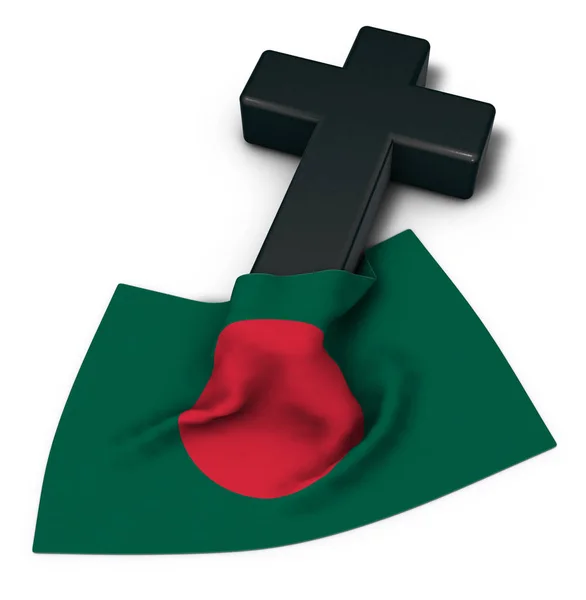 Christelijke kruis en vlag van bangladesh — Stockfoto