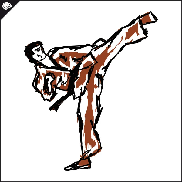 Artes marciales-KARATE luchador en dogi, kimono . — Archivo Imágenes Vectoriales