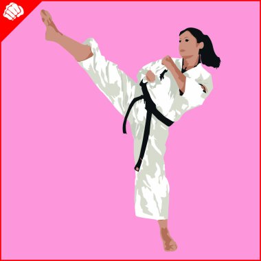 Martial arts. Karate woman fighter silhouette scene. Vector. EPS. clipart