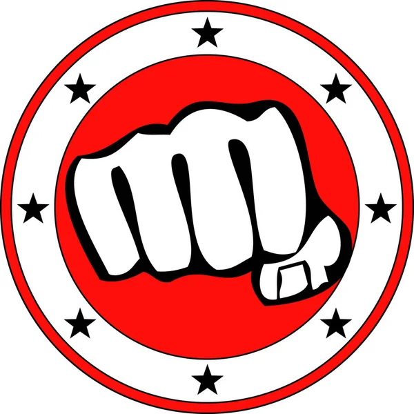 El emblema del puño del poder del karate. Arte marcial diseño de símbolo de color. Vector, EPS. — Vector de stock
