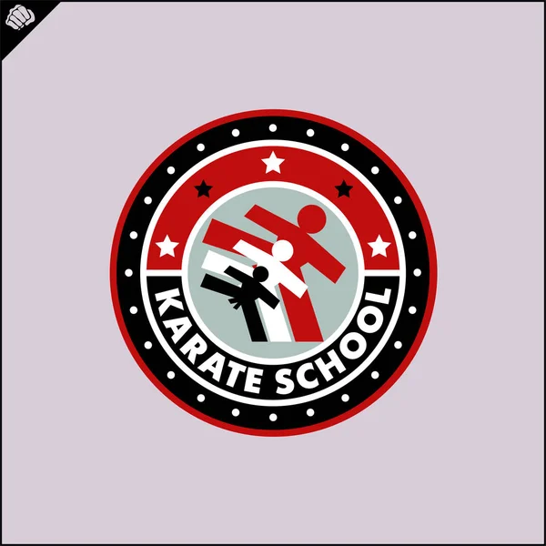 Karate high kick emblem. Martial art colored simbol design. Vector, EPS. — Stock Vector