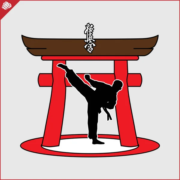 Martial art gekleurde simbol ontwerp. Karaatembleem. — Stockvector