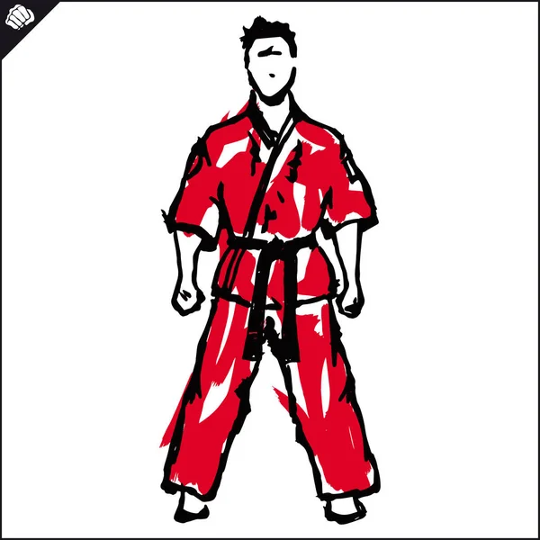 Arte marziale disegno Simbol colorato. Emblema di karate. — Vettoriale Stock