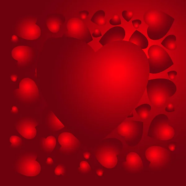 वेलेंटाइन डे लाल दिल पृष्ठभूमि, वेक्टर सीमलेस पैटर्न — स्टॉक वेक्टर