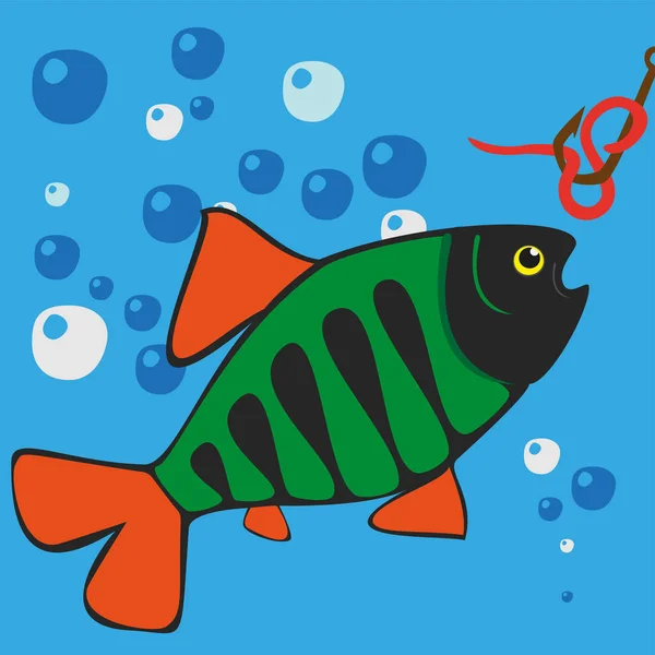 Gyönyörű hal. Minta horgászat. Gyönyörű nyári hobbi. Vektor poszter. Eps. — Stock Vector
