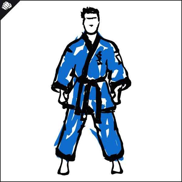 Arte marziale disegno Simbol colorato. Emblema di karate. — Vettoriale Stock