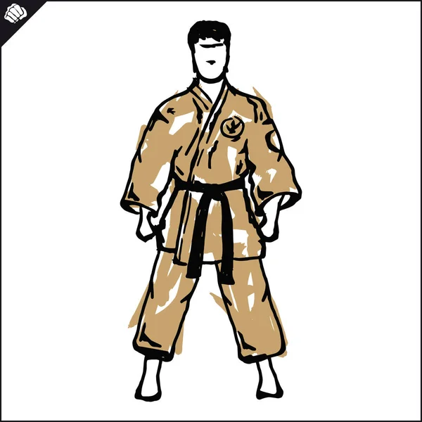 Arte marziale disegno Simbol colorato. Emblema di karate. — Vettoriale Stock